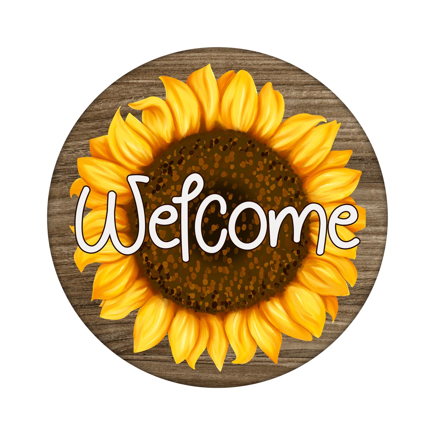 Welcome Sunflower Everyday Round Metal Sign