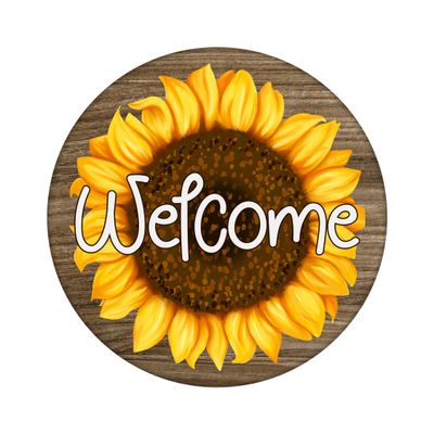 Welcome Sunflower Everyday Round Metal Sign