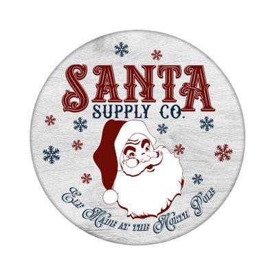 Santa Supply Company Elf Made Christmas Round Metal Sign