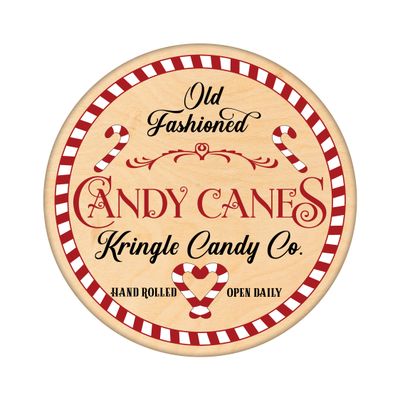 Old Fashioned Candy Canes Kringle Christmas Round Metal Sign