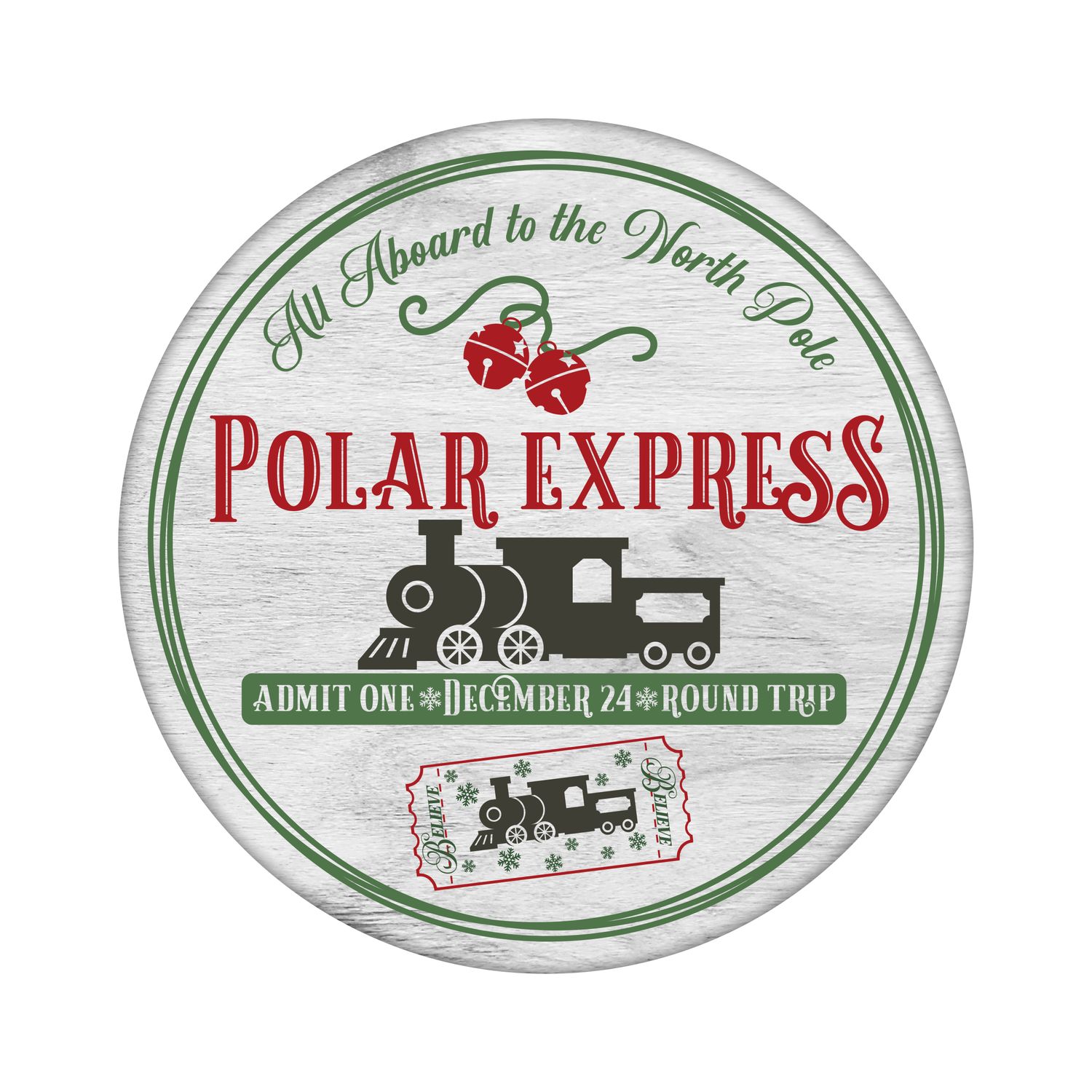 Polar Express Christmas Round Metal Sign