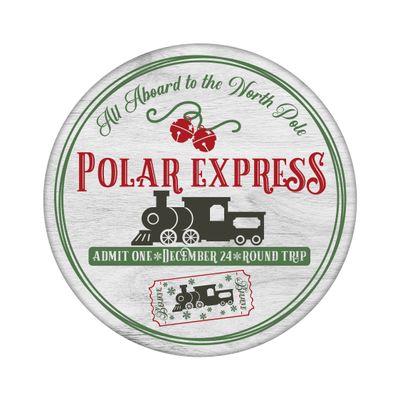 Polar Express Christmas Round Metal Sign