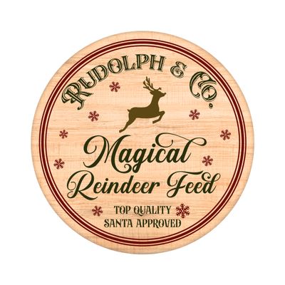 Rudolph Magical Reindeer Feed Christmas Round Metal Sign