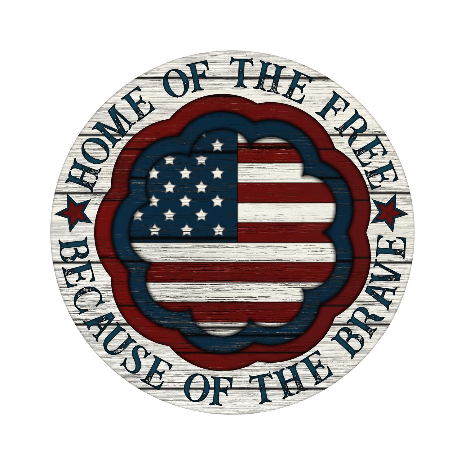 Home of the Free Because of the Brave American Flag 4th of July Patriotic Independence Day Round Metal Sign