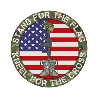 I Stand for the Flag and Kneel for the Cross 4th of July Patriotic Independence Day Round Metal Sign