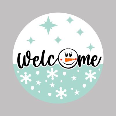 Welcome Snowman Christmas Round Metal Sign