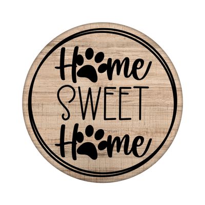 Home Sweet Home Paw Prints Round Metal Sign