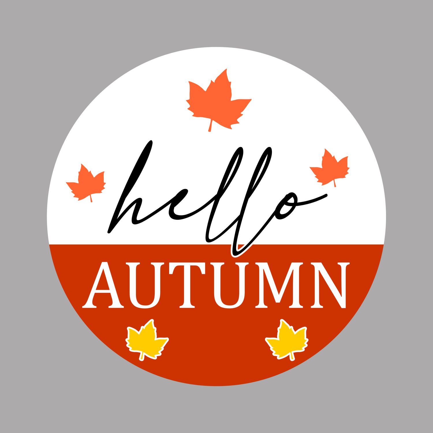 Hello Autumn Fall Round Metal Sign