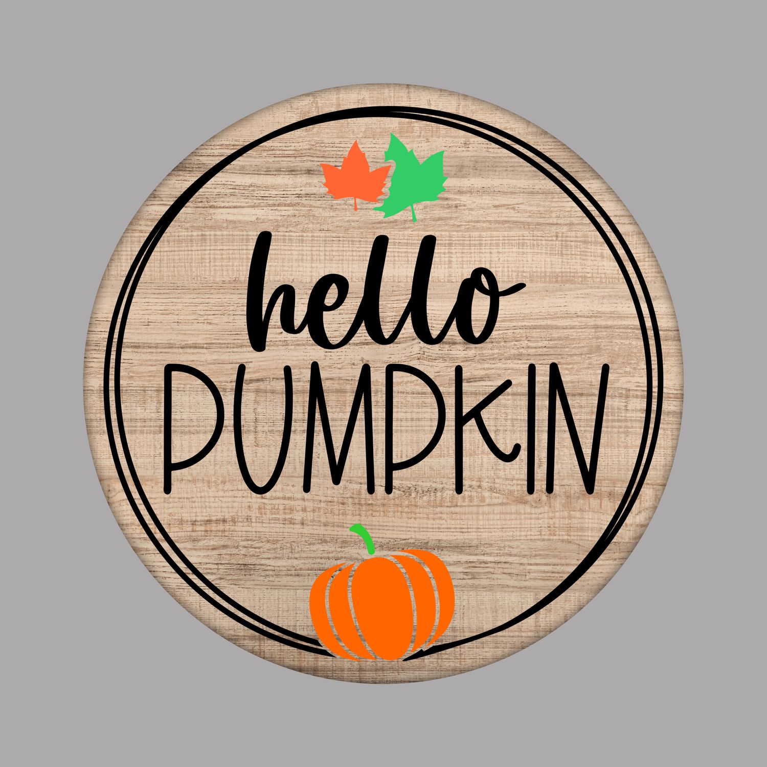 Hello Pumpkin Round Metal Sign