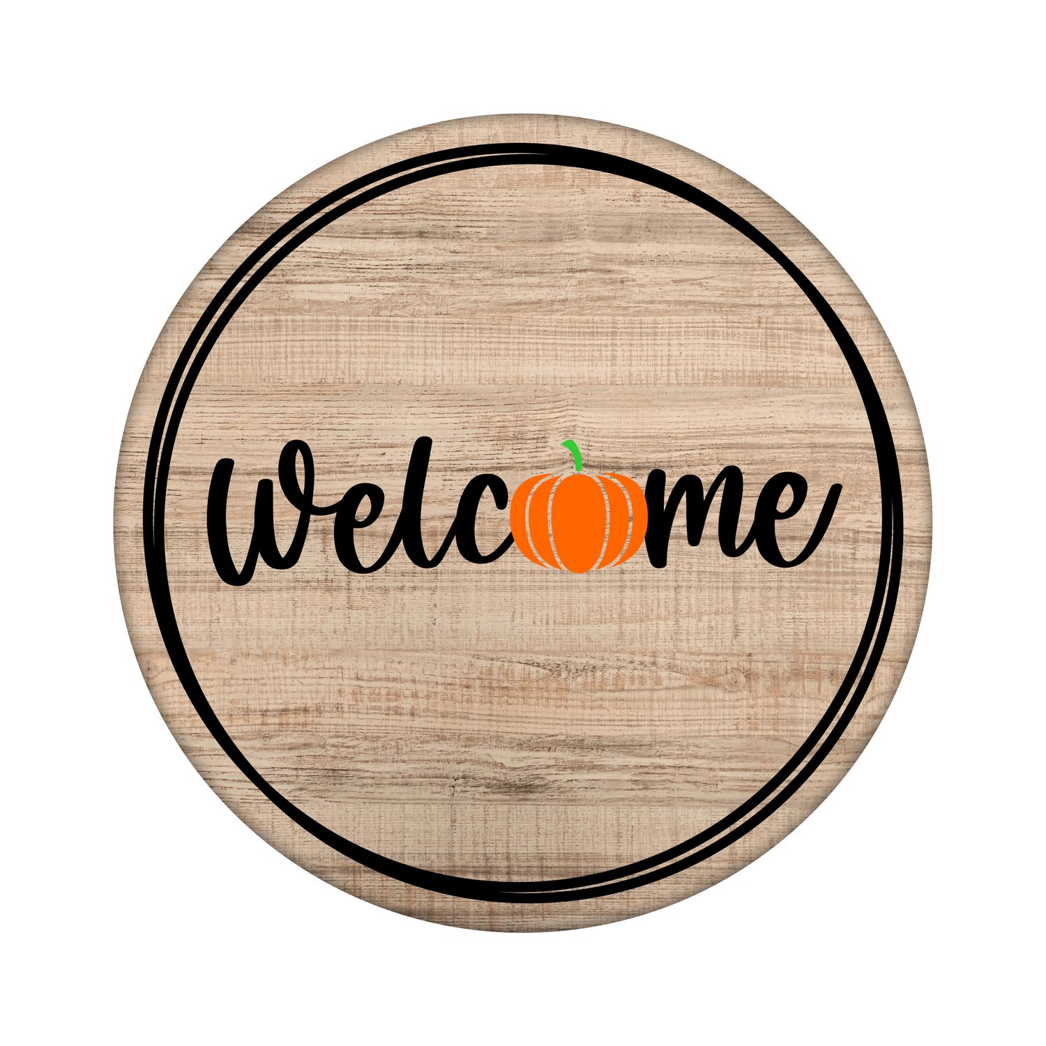 Welcome Pumpkin Round Metal Sign