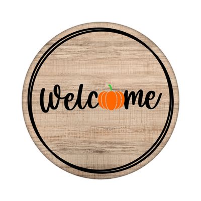 Welcome Pumpkin Round Metal Sign
