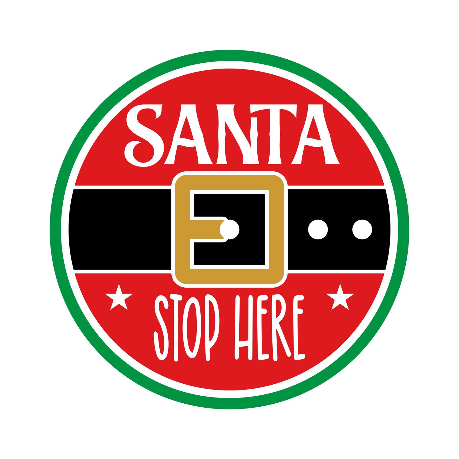 Santa Stop Here Christmas Round Metal Sign