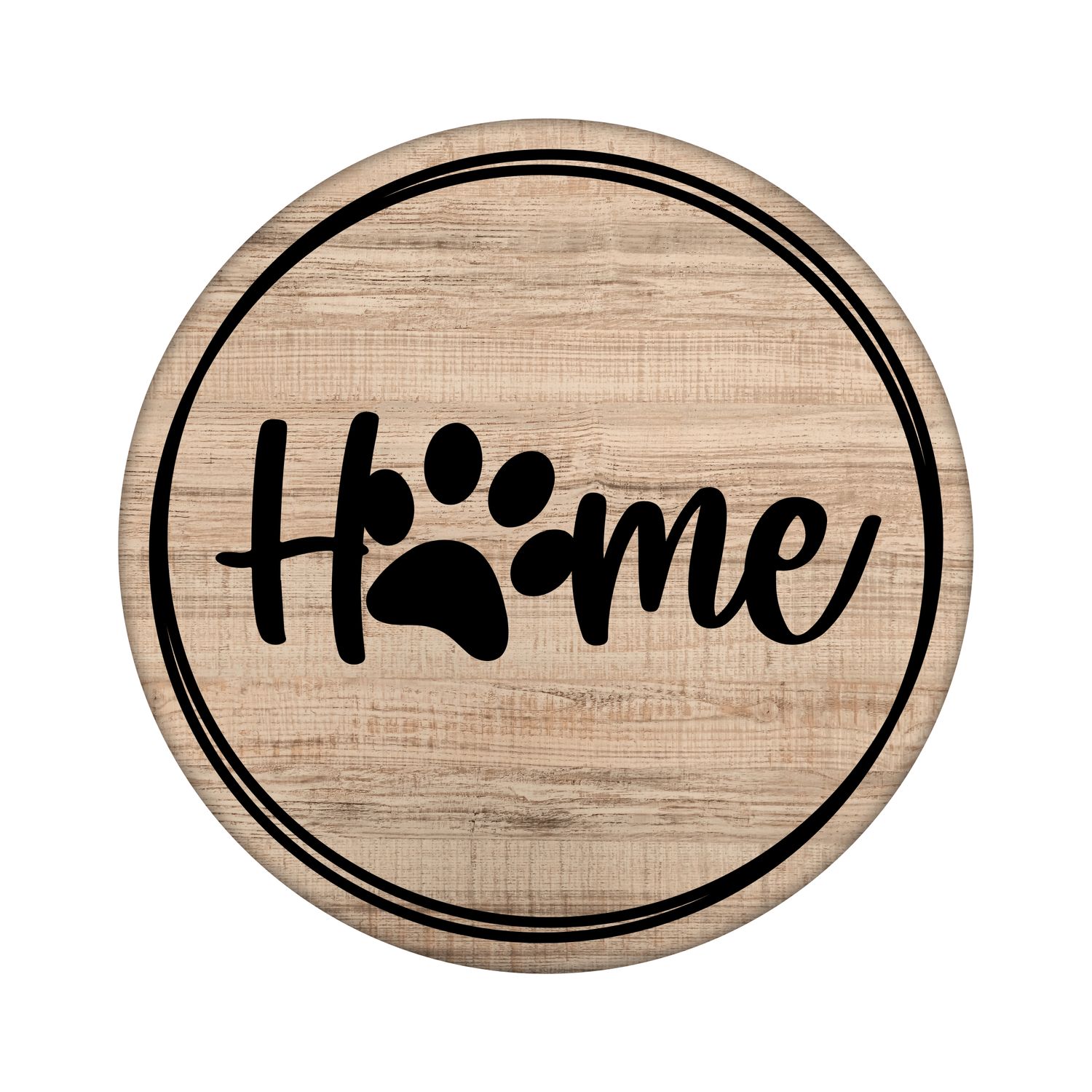 Home Paw Print Round Metal Sign