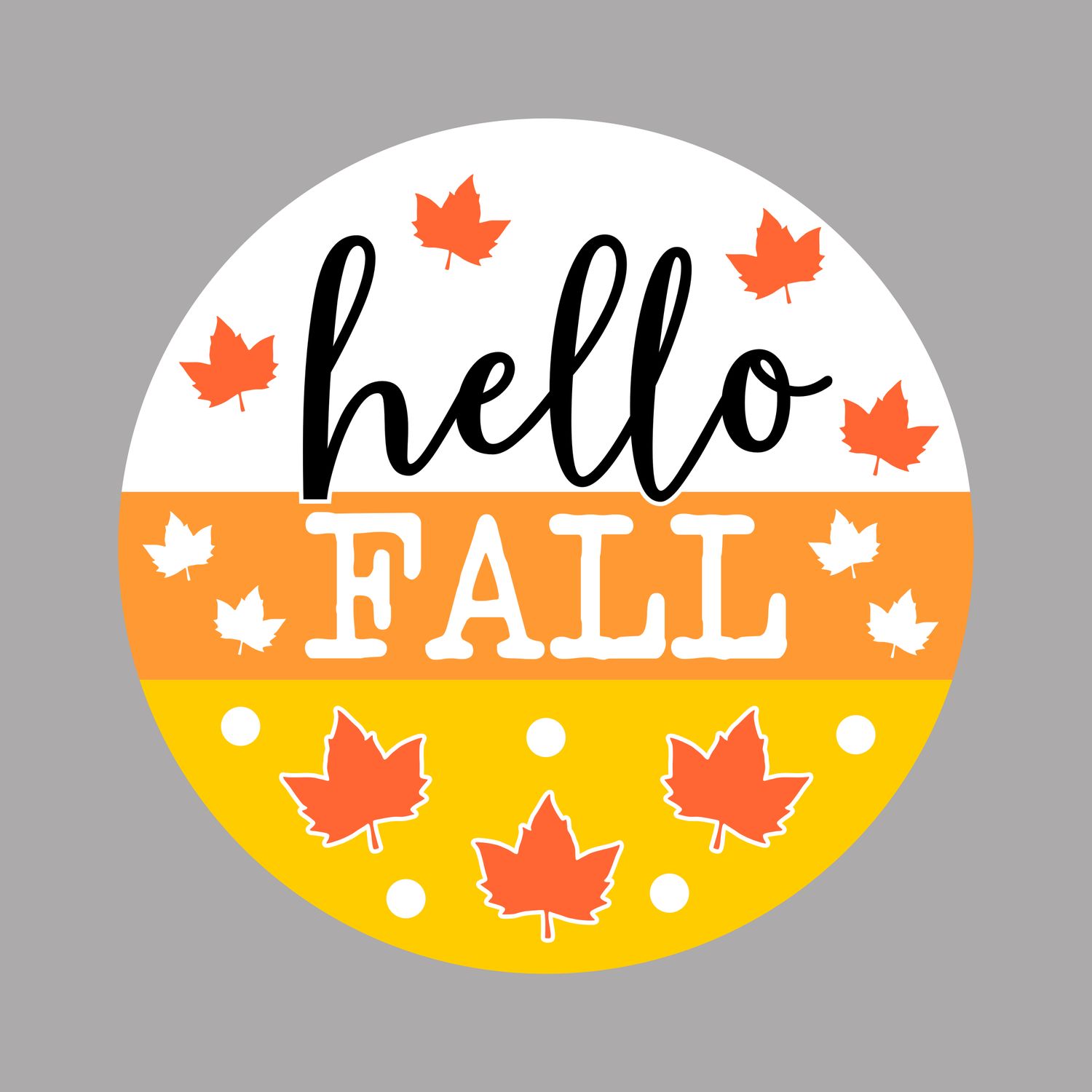 Hello Fall Round Metal Sign