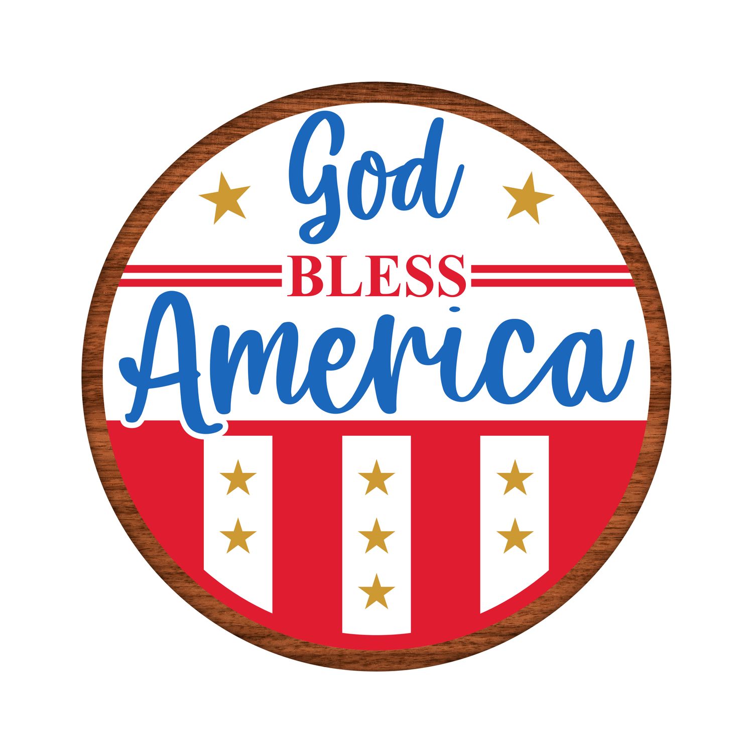 God Bless America 4th of July Independence Day Patriotic Round Metal Sign