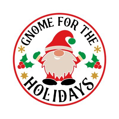 Gnome for the Holidays Christmas Round Metal Sign