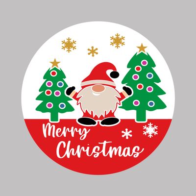Merry Christmas Gnome Round Metal Sign