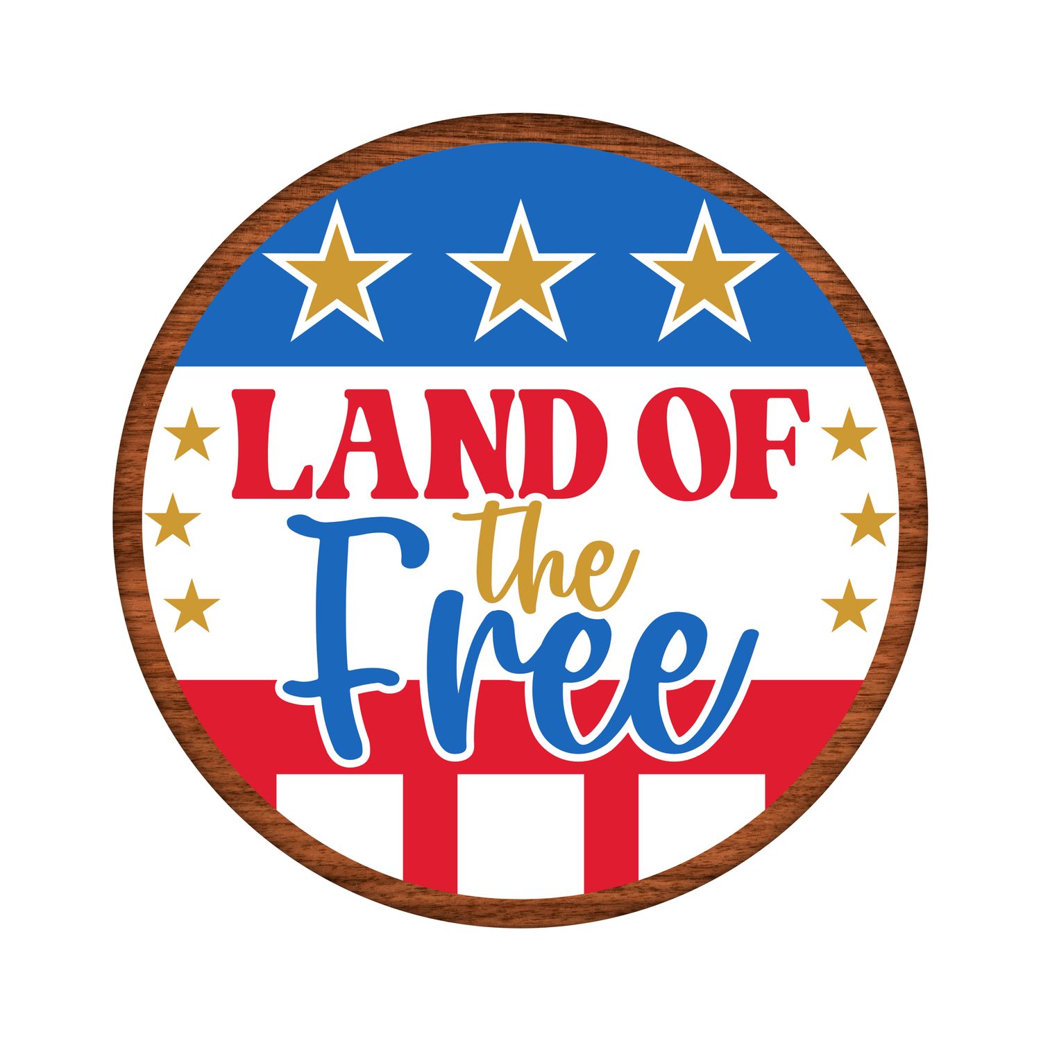 Land of the Free 4th of July Independence Day Patriotic Round Metal Sign