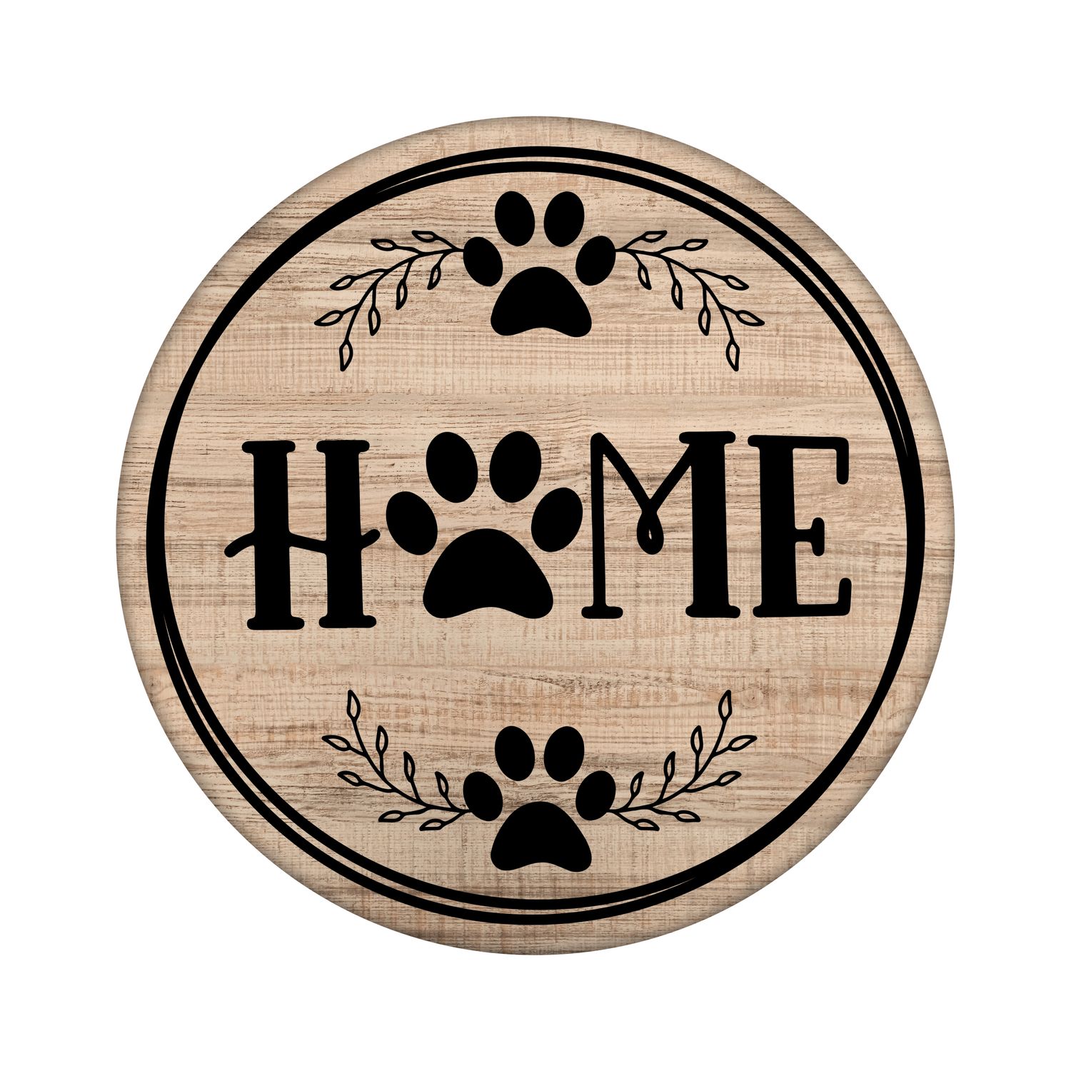 Home Paw Print Round Metal Sign