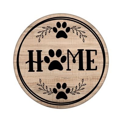 Home Paw Print Round Metal Sign
