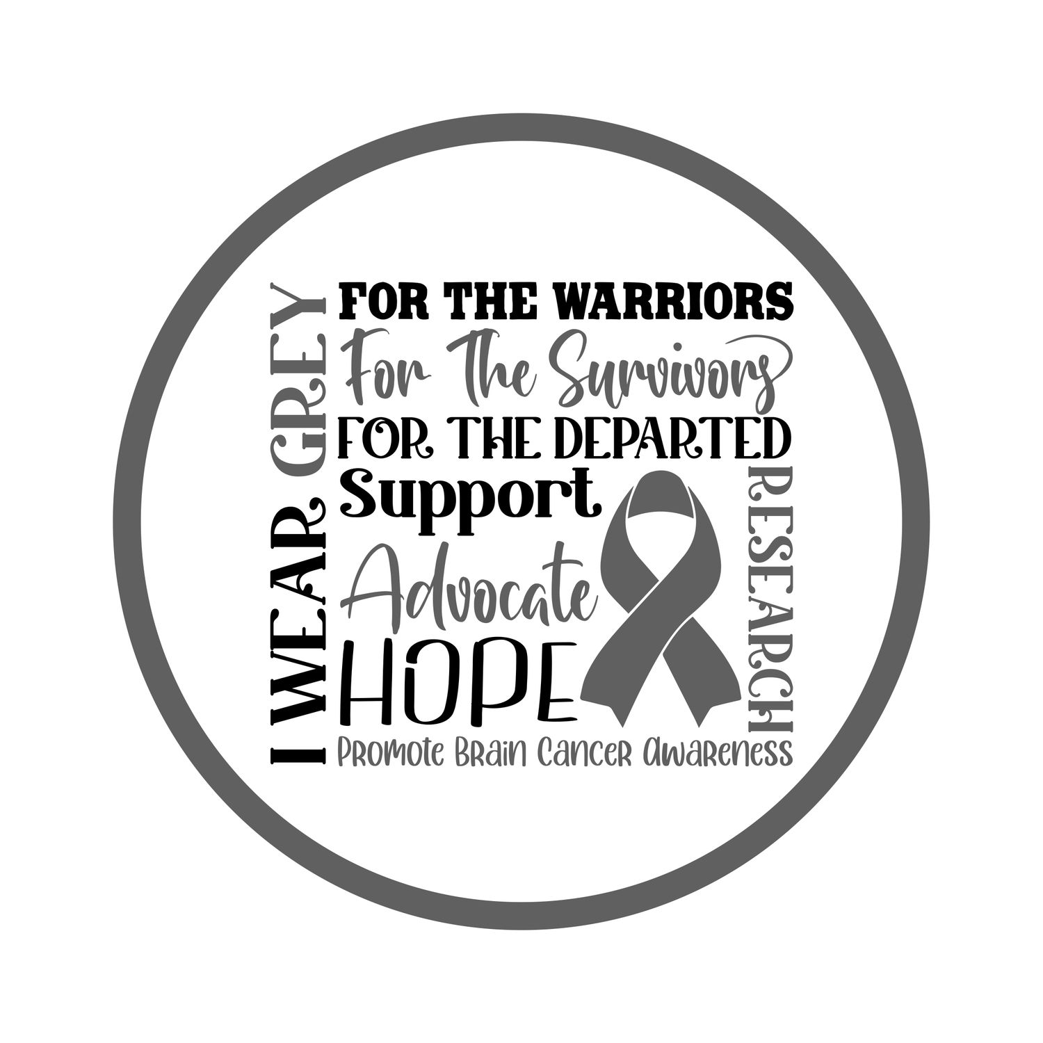 Brain Cancer Awareness Ribbon Round Metal Sign