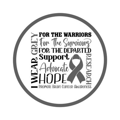 Brain Cancer Awareness Ribbon Round Metal Sign