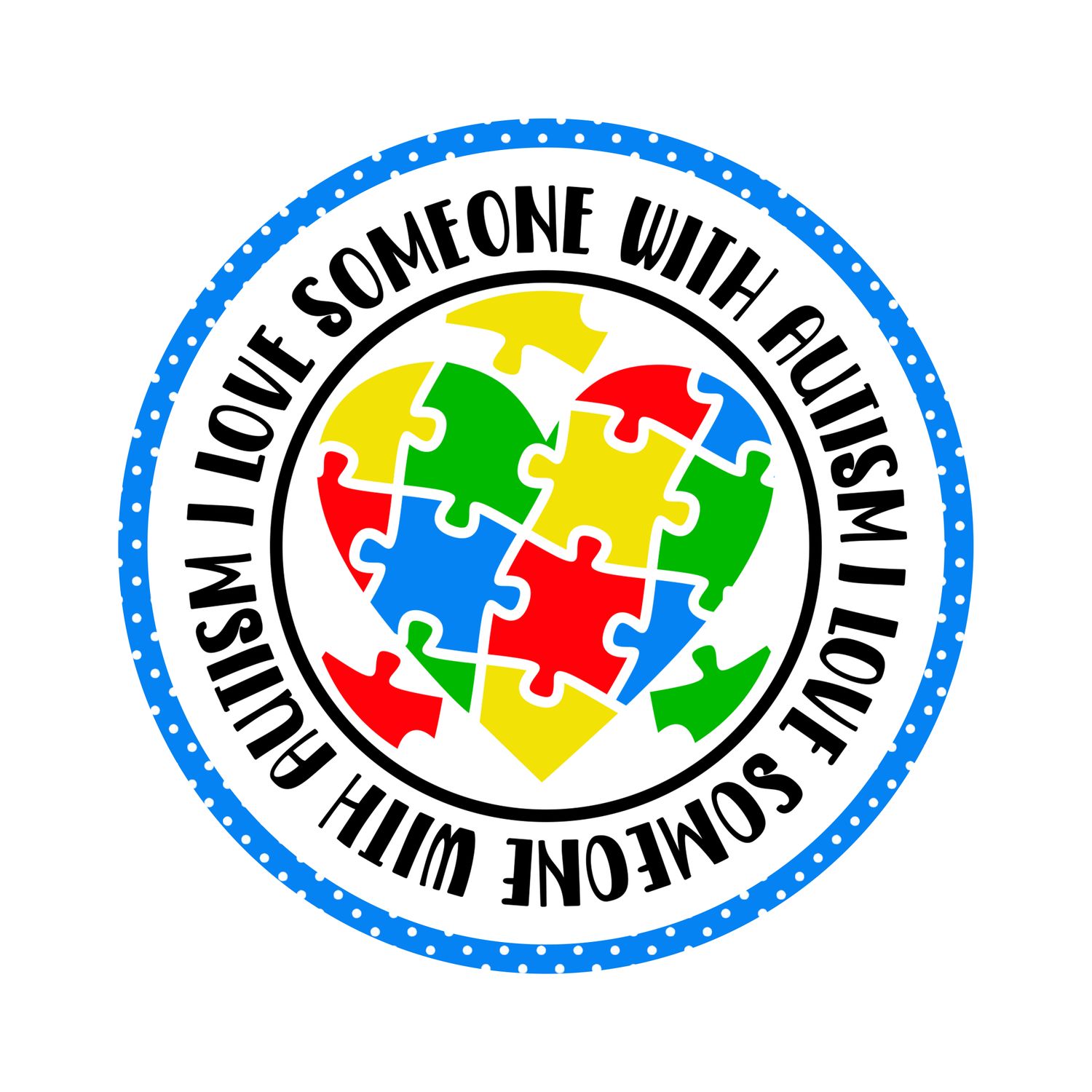 Autism Awareness Ribbon Round Metal Sign
