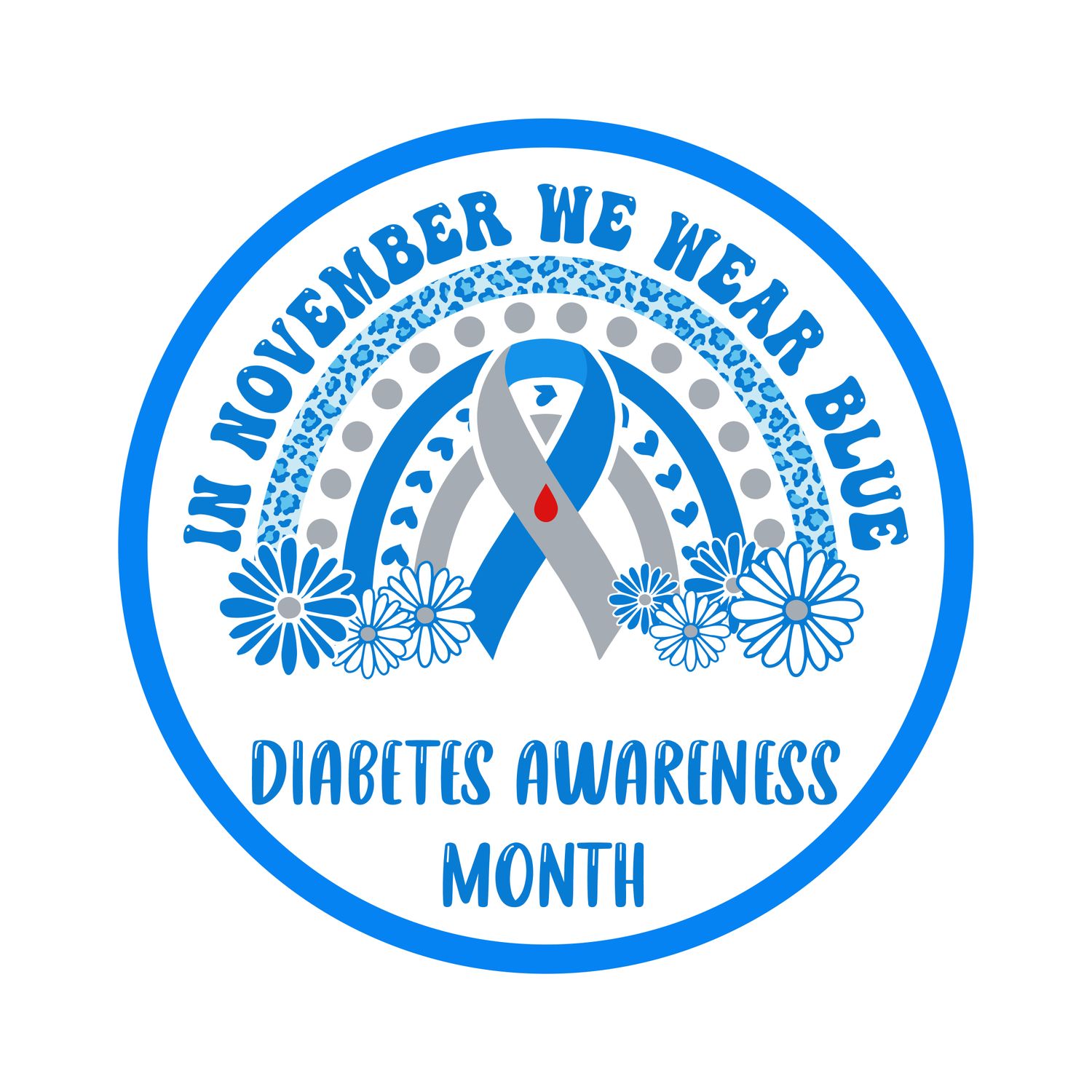 Diabetes Awareness Ribbon Round Metal Sign