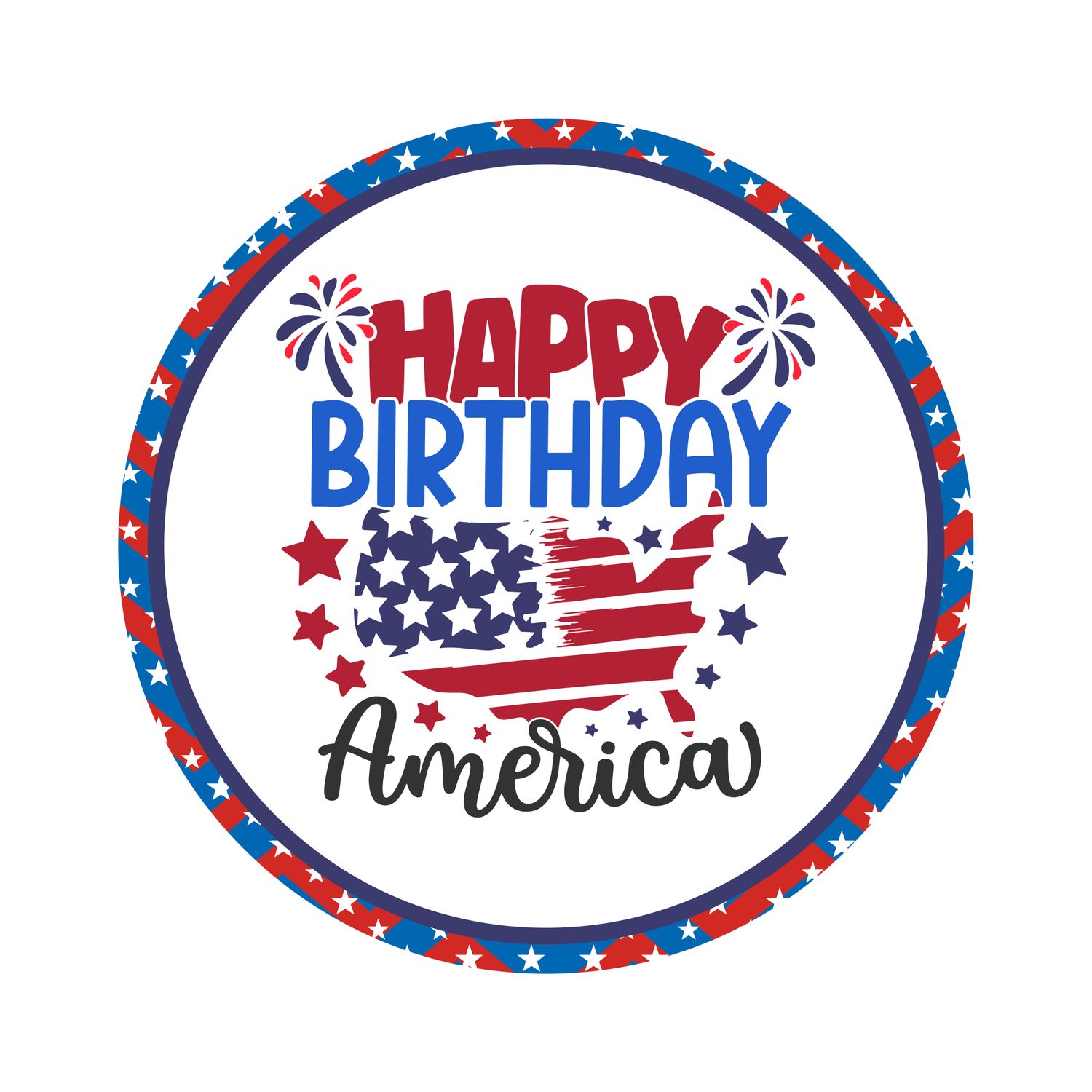 Happy Birthday America 4th of July Independence Day Patriotic Round Metal Sign