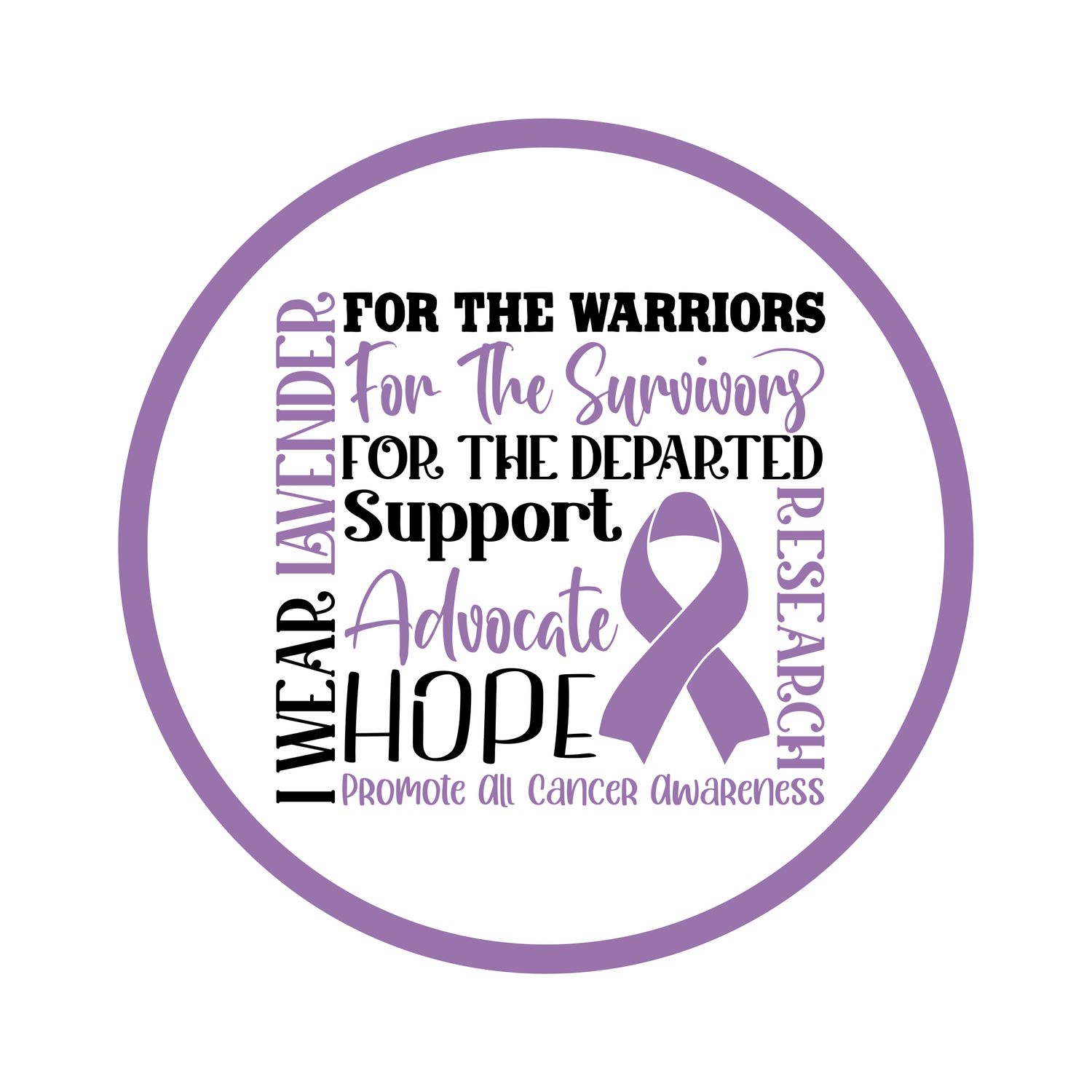 Cancer Awareness Ribbon Round Metal Sign