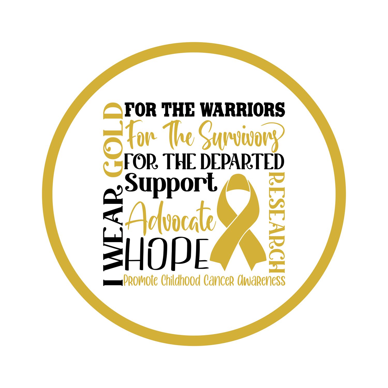Childhood Cancer Awareness Ribbon Round Metal Sign