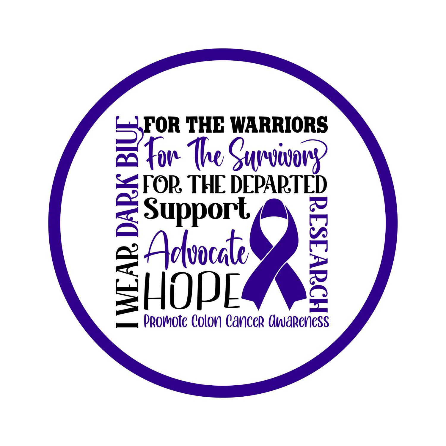 Colon Cancer Awareness Ribbon Round Metal Sign