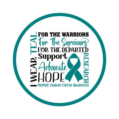 Ovarian Cancer Awareness Ribbon Round Metal Sign