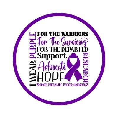 Pancreatic Cancer Awareness Ribbon Round Metal Sign