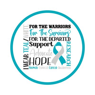 Cervical Cancer Awareness Ribbon Round Metal Sign