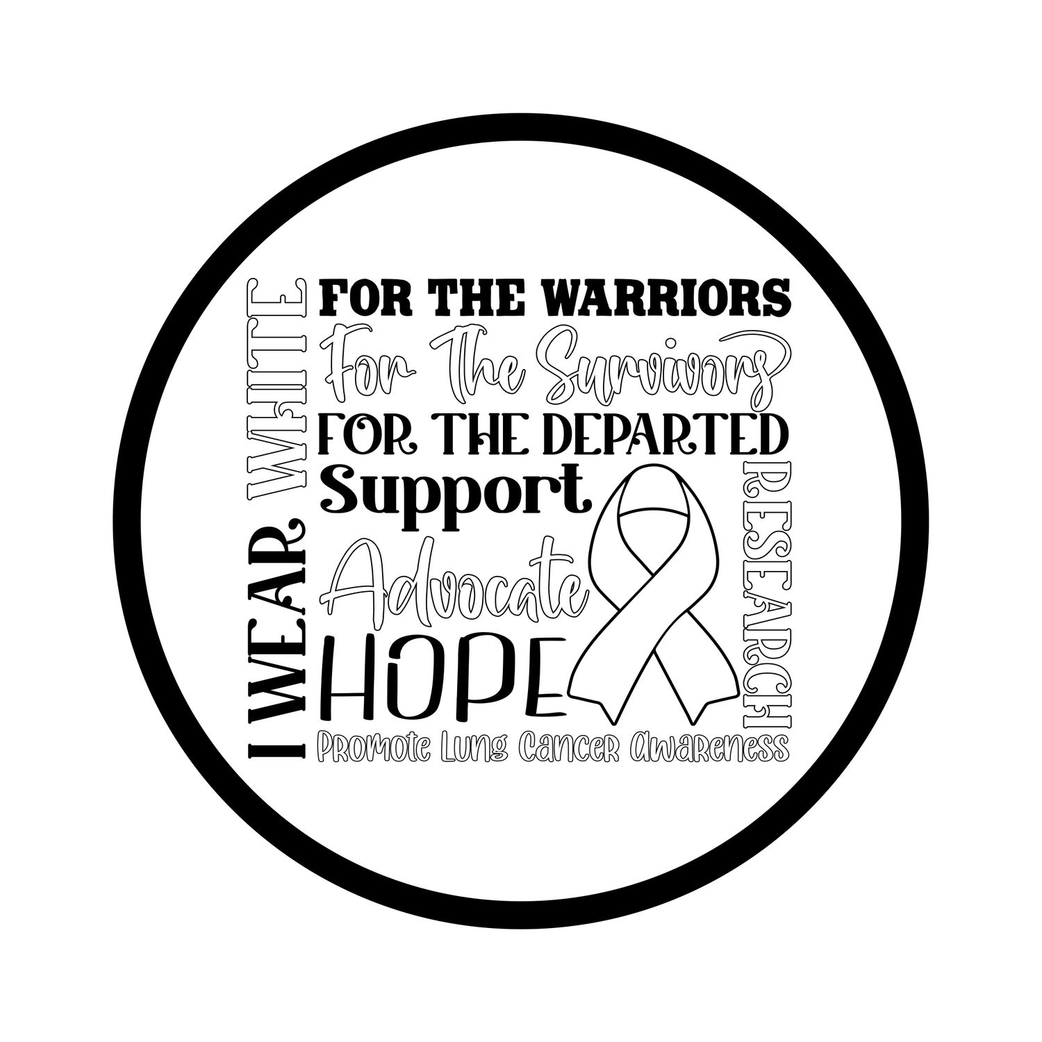 Lung Cancer Awareness Ribbon Round Metal Sign