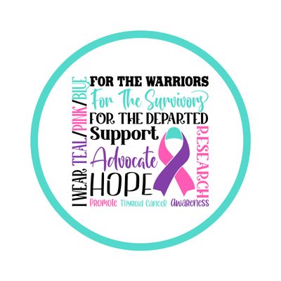 Thyroid Cancer Awareness Ribbon Round Metal Sign
