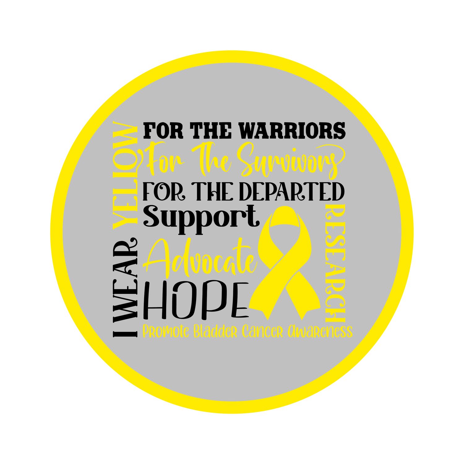 Bladder Cancer Awareness Ribbon Round Metal Sign
