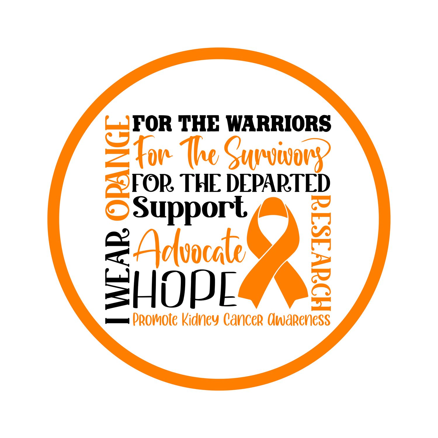 Kidney Cancer Awareness Ribbon Round Metal Sign