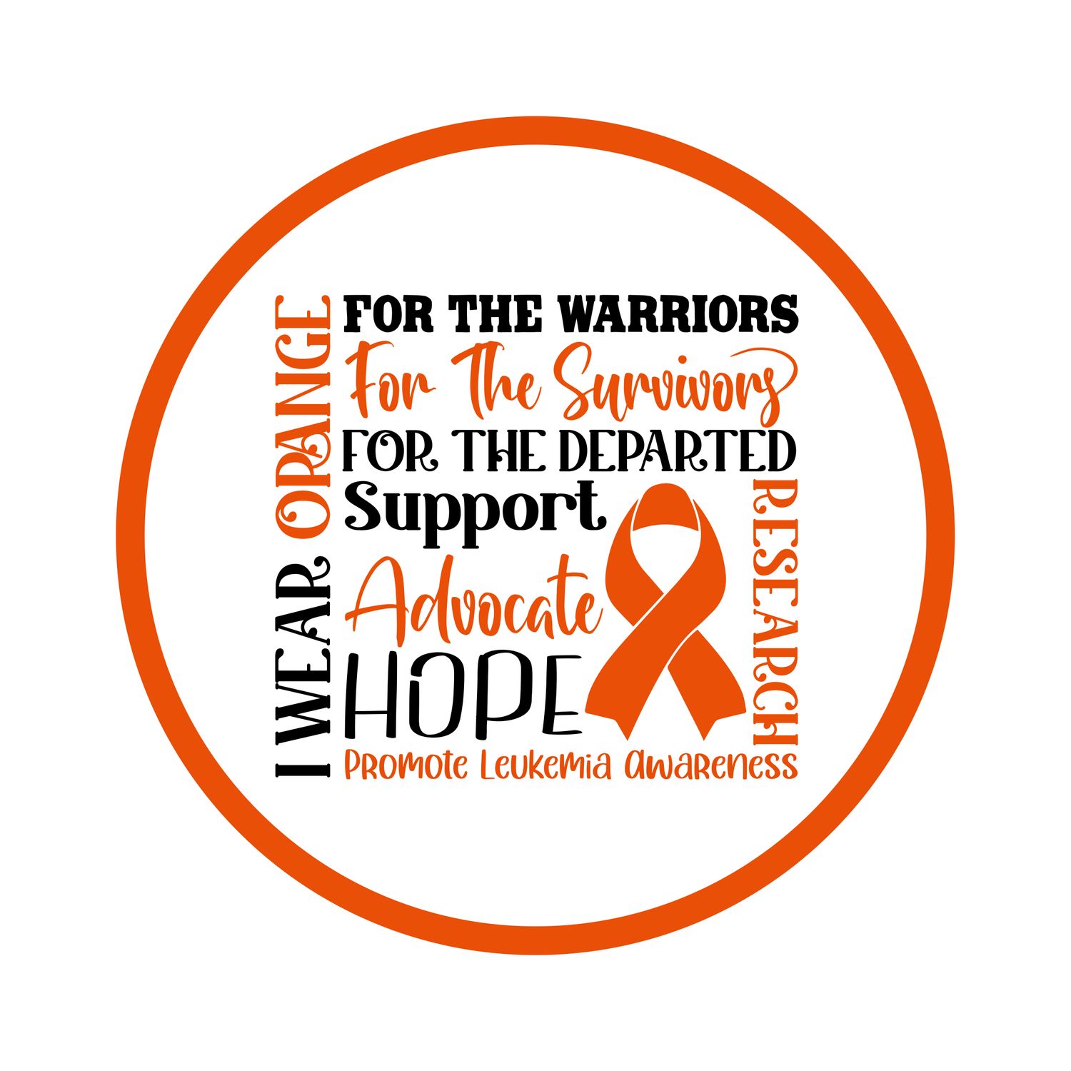 Leukemia Awareness Ribbon Round Metal Sign