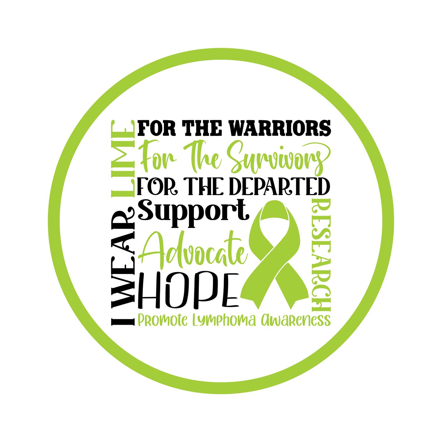 Lymphoma Awareness Ribbon Round Metal Sign