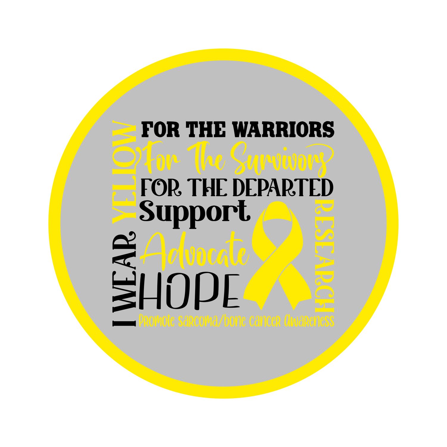 Sarcoma / Bone Cancer Awareness Ribbon Round Metal Sign