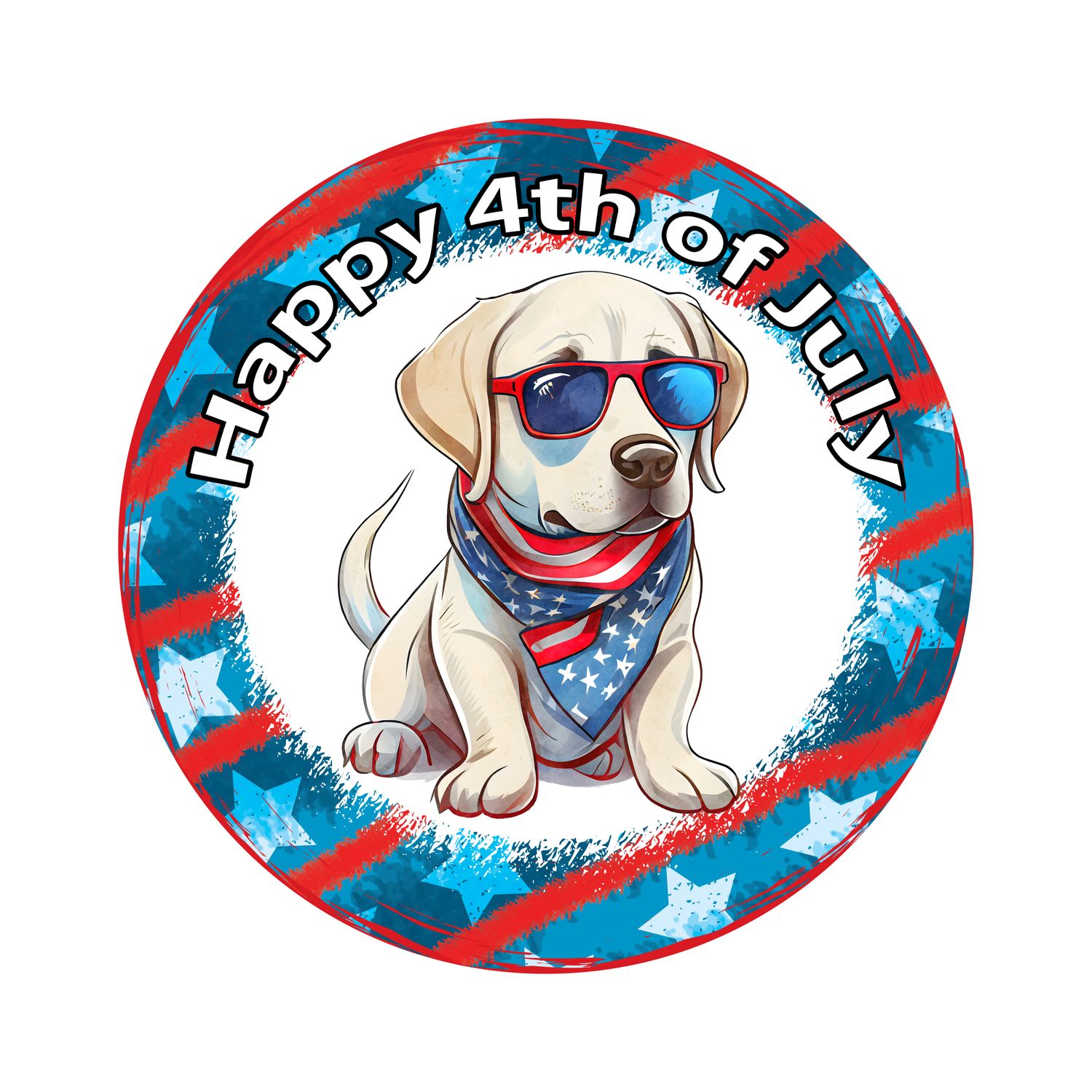 Patriotic Labrador Retriever Dog 4th of July Independence Day Round Metal Sign