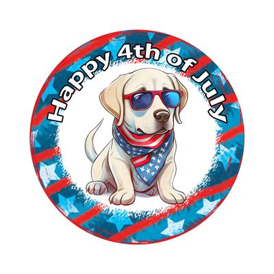 Patriotic Labrador Retriever Dog 4th of July Independence Day Round Metal Sign
