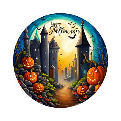 Spooky Halloween Round Metal Sign