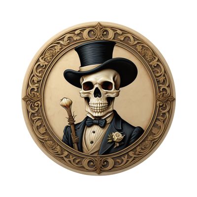 Fancy Skeleton Halloween Round Metal Sign