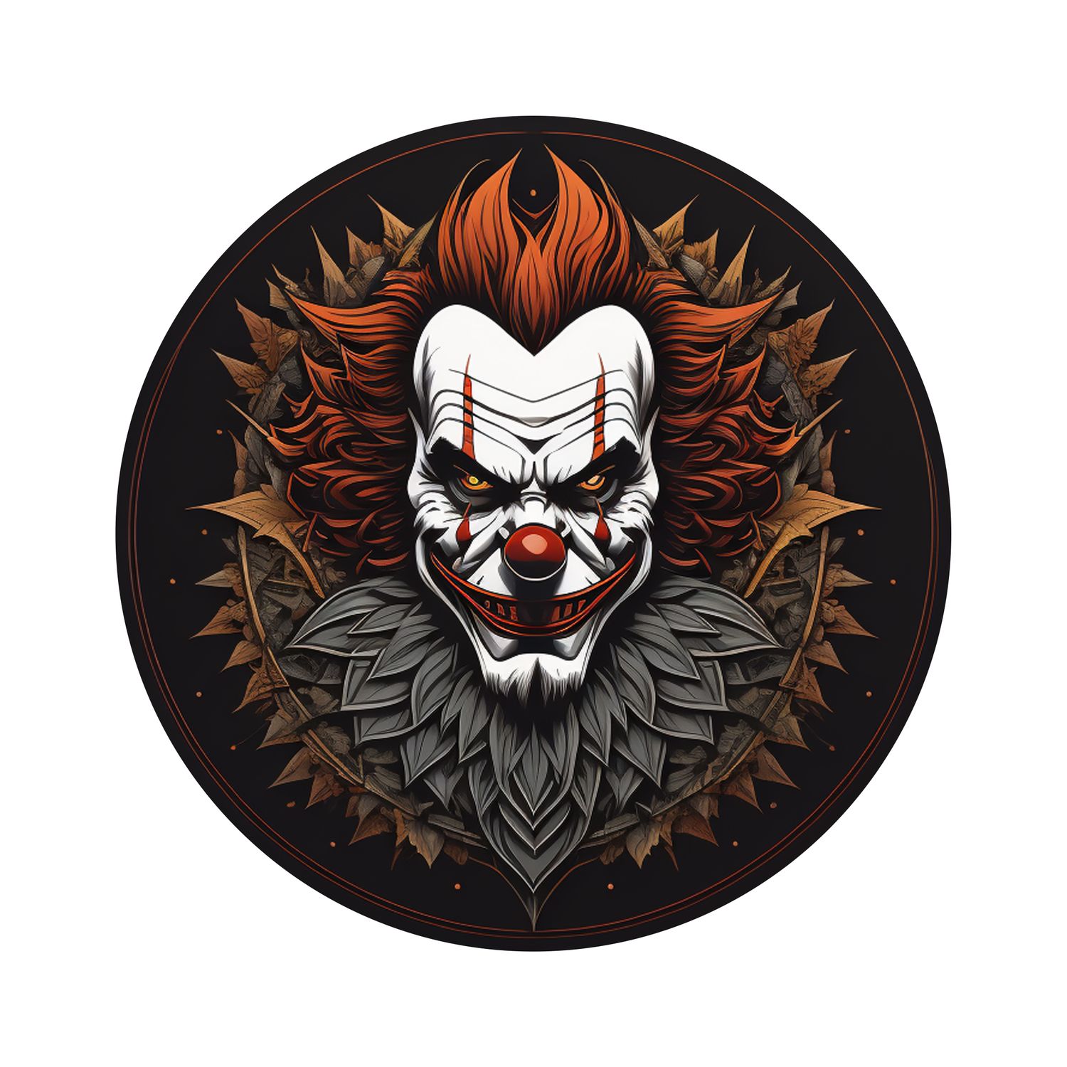 Creepy Scary Clown Halloween Round Metal Sign