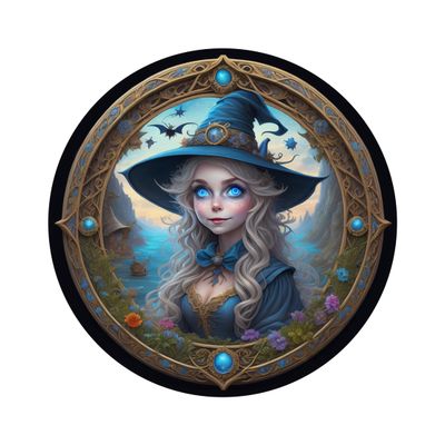 Cute Witch Halloween Round Metal Sign