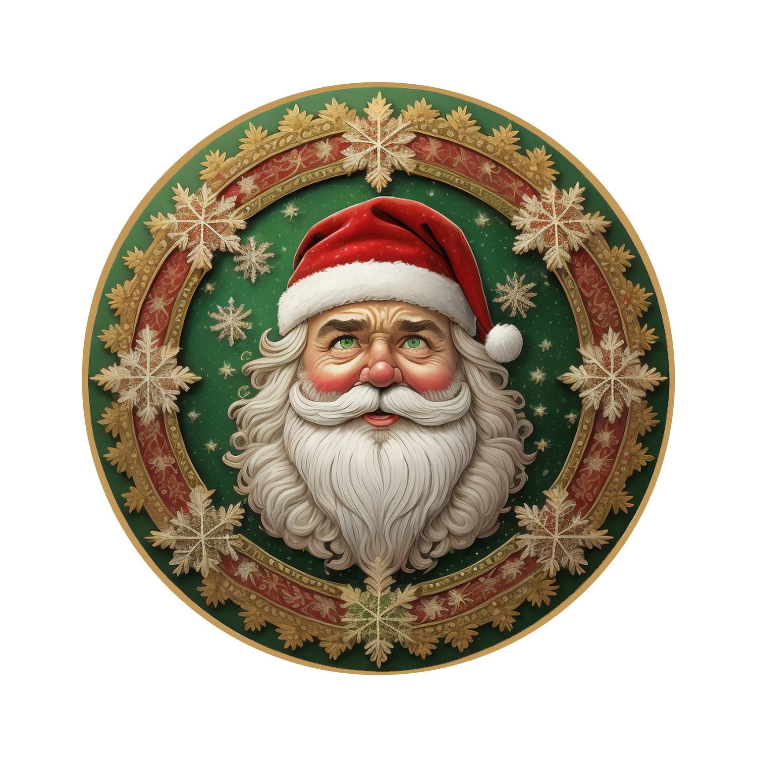 Santa Claus Christmas Round Metal Sign