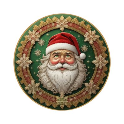 Santa Claus Christmas Round Metal Sign